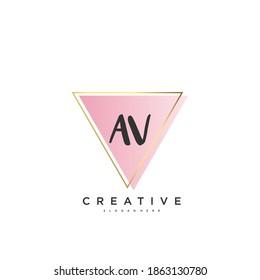 AV Beauty vector initial logo, handwriting logo art design of initial signature, wedding, fashion, jewerly, boutique, floral and botanical with creative template for any company or business.
