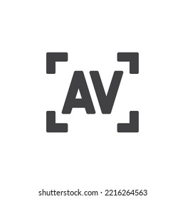 Av camera mode vector icon. filled flat sign for mobile concept and web design. Aperture priority glyph icon. Symbol, logo illustration. Vector graphics