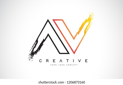 AV Creative Modern Logo Design Vetor with Orange and Black Colors. Monogram Stroke Letter Design.