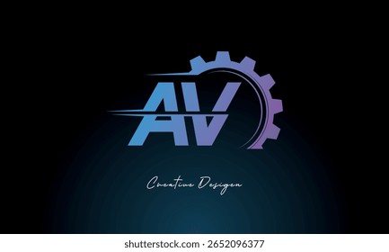 AV Gear Fusion Logo – Industrial Tech-Inspired Letter mark Futuristic Industrial Letter Mark Design for Technology and Engineering Brands.