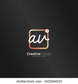 AV initial handwriting with color logo icon template vector.