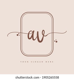 AV Initial handwriting logo. Hand lettering Initials logo branding, Feminine and luxury logo design isolated on elegant background.