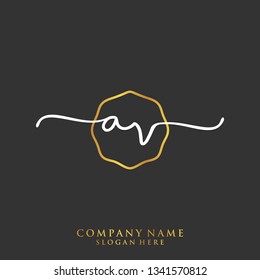 AV Initial handwriting logo template