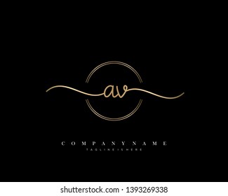 AV Initial Handwriting Logo Template Vector