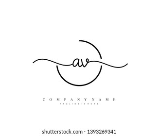 AV Initial Handwriting Logo Template Vector