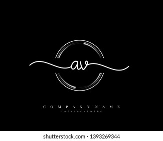 AV initial handwriting logo template vector