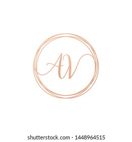 AV Initial Handwriting logo template, Creative fashion logo design, couple concept -vector