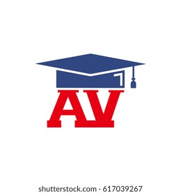 AV initial letter with graduation cap