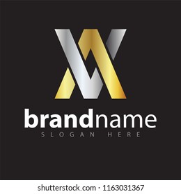 av initial letter logo icon vector. gold silver gradient color
