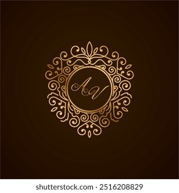 AV initial letter logo with ornament heart shape