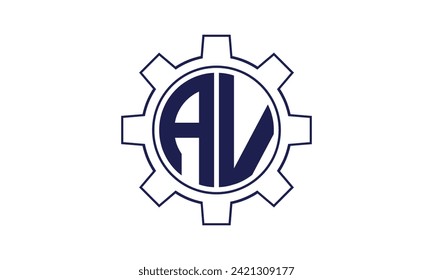 AV initial letter mechanical circle logo design vector template. industrial, engineering, servicing, word mark, letter mark, monogram, construction, business, company, corporate, commercial, geometric