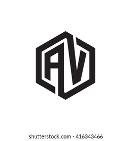 AV initial letters loop linked hexagon monogram logo