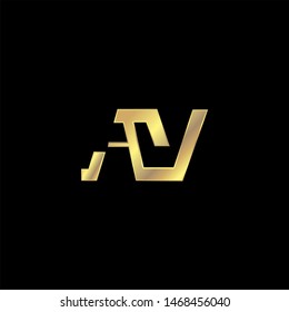 AV Initial logo Capital Letters Gold colors