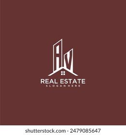 AV initial monogram building and roof logo for real estate
