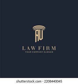 logotipo de la firma de abogados de monograma inicial AV con diseño de hitos