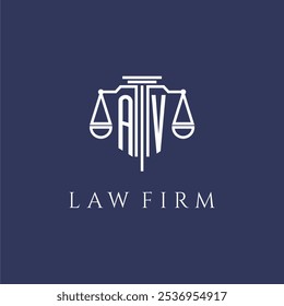 Monograma inicial AV para el logotipo del bufete de abogados con escalas Imagen de Vector