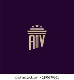 AV initial monogram logo design for lawfirm lawyers with pillar vector image