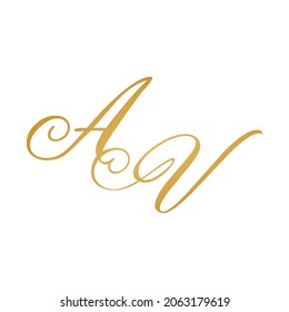 AV initial monogram logo handwriting