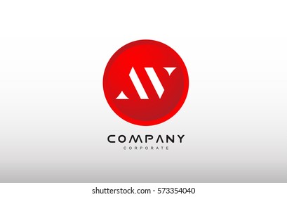 AV letter alphabet dot circle red simple flat technology modern creative vector logo icon sign design template 