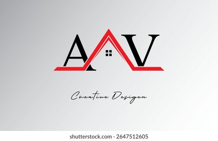 AV Letter House Logo – Creative Real Estate Monogram with Roof Icon and Home Shape for Property, Architecture and Modern Branding
