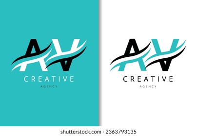 Diseño de logotipo de carta AV con fondo y logotipo de la empresa creativa. Diseño moderno de la moda de las letras. Ilustración del vector