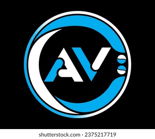 AV letter logo design with a circle shape AV Logo design with unique and simple design.