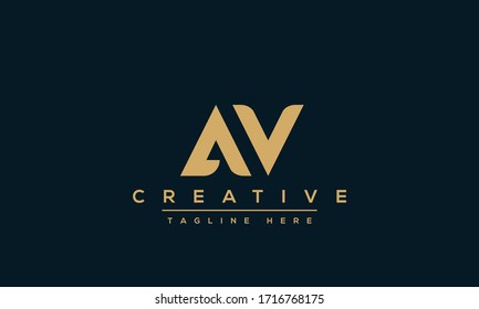 Diseño de logotipo de carta AV. Creativas letras alfabéticas modernas en el icono A, A y V del monograma.