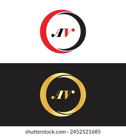 AV Letter Logo Design. Initial letters AV logo icon. Abstract letter AV A V minimal logo design template. A V Letter Design Vector with black Colors. AV logo, Vector, spared