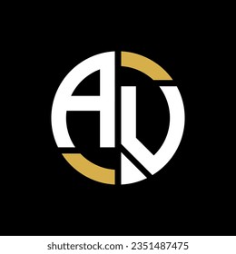 Diseño del logotipo de la letra AV sobre fondo negro. El concepto del logotipo de la letra creativa de AV.  
