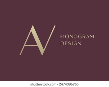 AV letter logo icon design. Classic style luxury initials monogram.