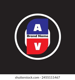 AV-Brief-Logo-Vektorgrafik-Design auf schwarzem Hintergrund AV-Brief-Logo-Symbol-Design
