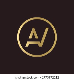 AV Logo Design Circle Typography Vector Template. Creative Letter AV Logo Vector
