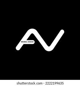 AV Logo Design In Minimal Style, Creative Professional Trendy Letter AV Logo Design In Black And White Color. Vector Eps10