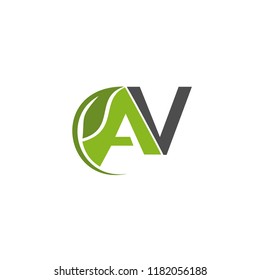 AV Logo Design nature with leaf