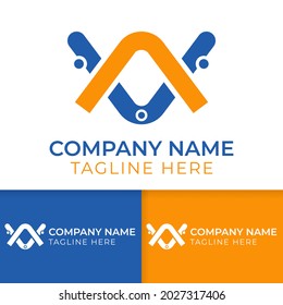 Diseño de logotipo AV. Logotipo de letra A y V con color azul y naranja bueno para empresas o empresas