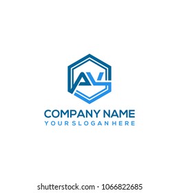 AV logo letter initial, Abstract polygonal Background Logo,