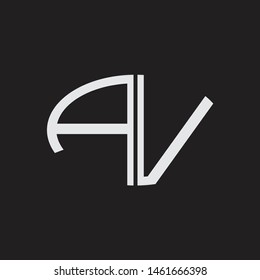 AV Logo letter oval monogram design template with black and white colors
