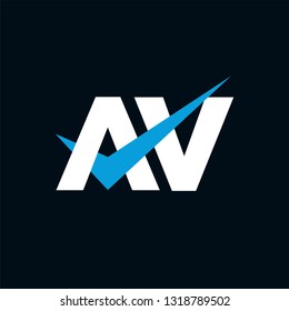 AV Logo of the Letter Tick Blue Initial Capital Designs Template