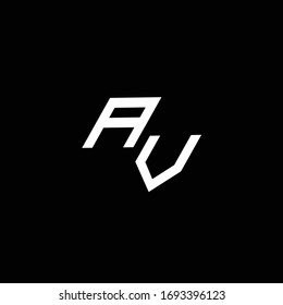 AV logo monogram with up to down style modern design template isolated on black background