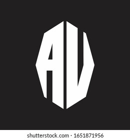 AV Logo monogram with octagonal ribbon style design template