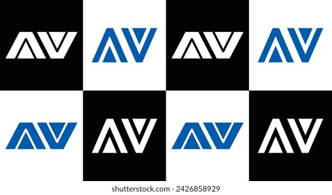 AV logo. A V design. White AV letter. AV, A V letter logo design. Initial letter AV linked circle uppercase monogram logo.