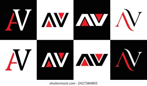 AV logo. A V design. White AV letter. AV, A V letter logo design. Initial letter AV linked circle uppercase monogram logo. A V letter logo vector design. top , Most Recent, Featured,