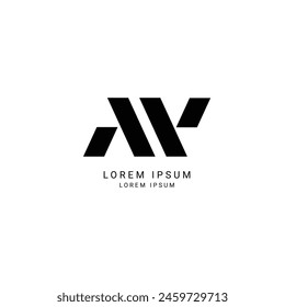 AV Minimalist Logo Design,  Letter AV, VA ,  Black and White Color Abstract letter icon AV logo. A V, 
