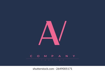 AV Modern Initials Logo Design. Branding logo with stylized initials showcasing bold design and modern aesthetic. Ideal for professional business branding or creative projects focusing on minimalistic