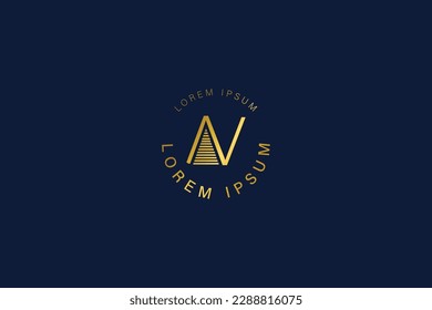 AV modern luxury monogram typography logo design, av geometric logo, av line logo