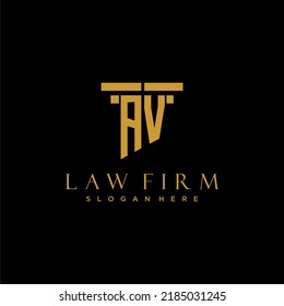 Logo inicial de AV monograma para la firma de abogados con diseño de hitos