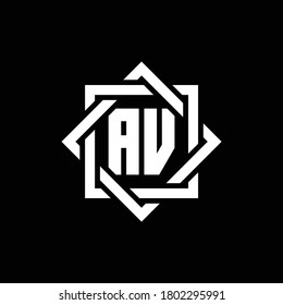 Logo de monograma AV con cuadrado abstracto alrededor de la plantilla de diseño