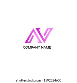 AV Monogram Logo template with gradient