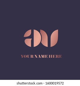 AV monogram logo.Elegant style typographic icon.Lettering sign.Alphabet initials in rose gold metal color isolated on dark background.Lowercase luxury letter a and letter v.Beauty modern characters.