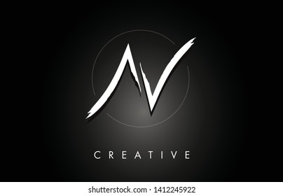 AV A V Brushed Vector Letter Logo Design with Creative Modern Brush Lettering Texture and Hexagonal Shape. Brush Letters Design Logo Vector Illustration.